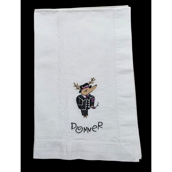 VTG 9 Pottery Barn Reindeer Dinner Napkins Braided Basket Christmas Holiday - Picture 15 of 16